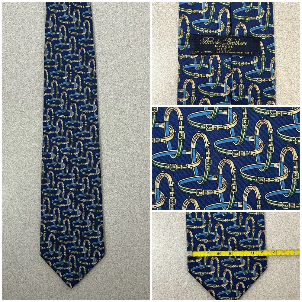 Brooks Brothers Makers Silk Tie Blue Belt‎ Design 57
